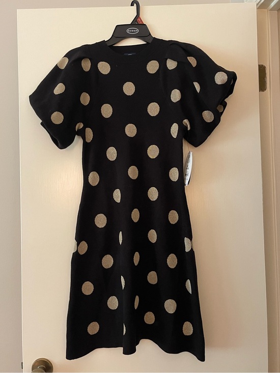 Scoop Dresses & Skirts - Black Polka Dot Puff Sleeve Dress